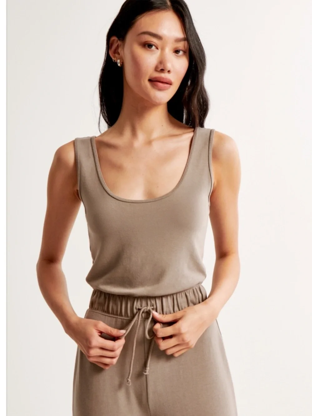 ABERCROMBIE Lounge Scoopneck Jumpsuit - Taupe